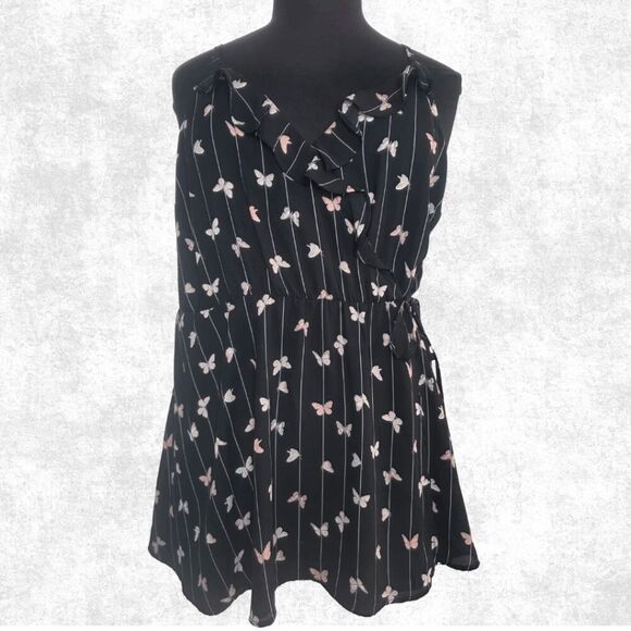 NWOT Torrid Butterfly Print Ruffle Top – Plus Size 2 (22) | Sleeveless Babydoll - Picture 6 of 7